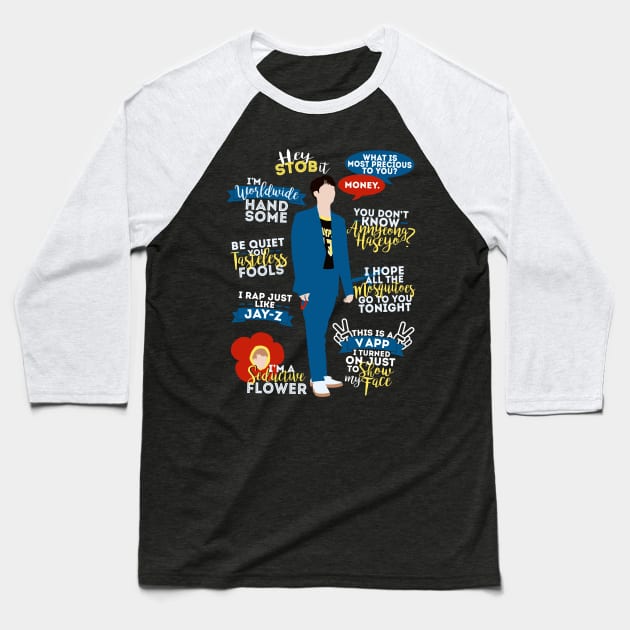 BTS Jin Quotes Baseball T-Shirt by ZeroKara